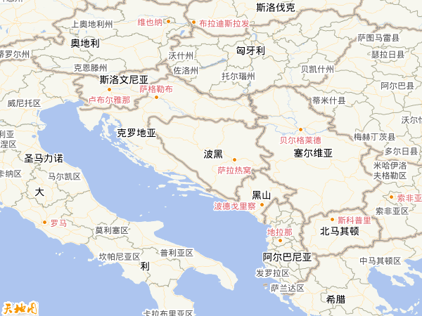 波黑地图