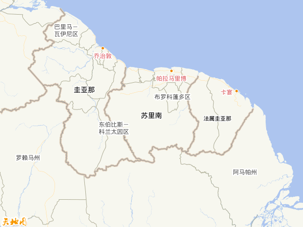 苏里南地图